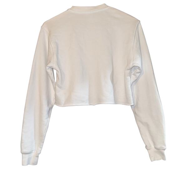 Aritzia Tna Airy Cropped Fleece Sweatshirt White Women's 2XS Oversized Old Money - Picture 4 of 8